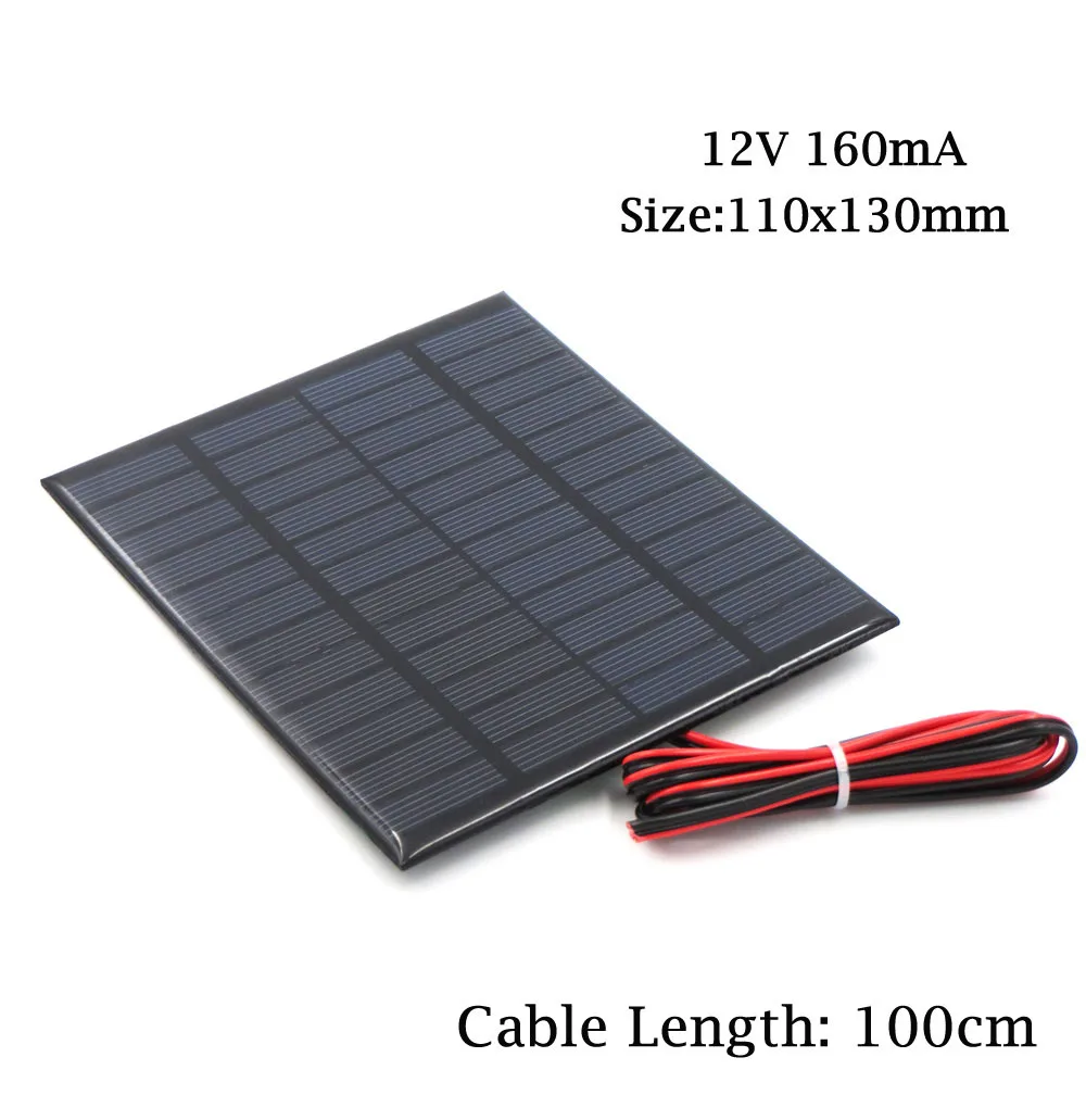 12V 160mA DC 12 В Солнечная Панель зарядное устройство Мини Солнечная система DIY для батареи сотового телефона автобуса автомобиля 1,8 Вт 1,92 Вт 2 Вт 2,5 Вт 3 Вт 1,5 Вт 5 Вт - Цвет: 12V 160mA