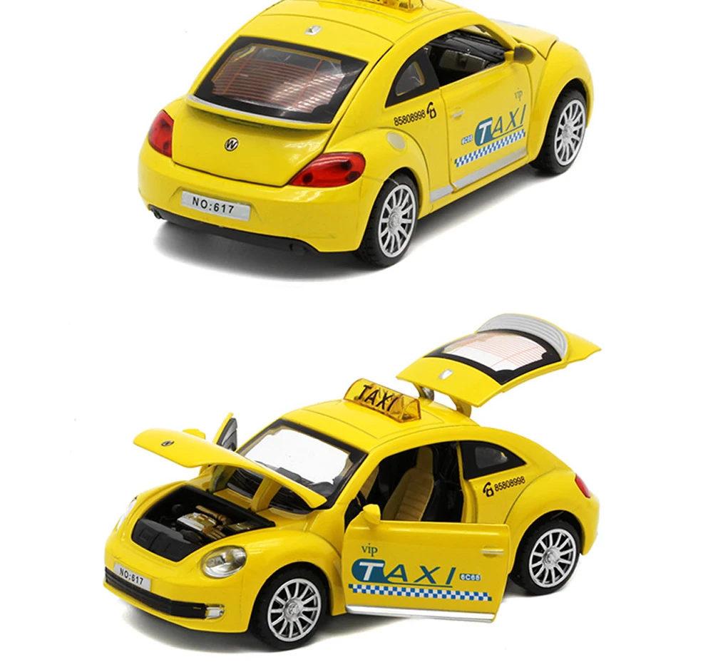 15 см длина 1:32 литой модельный автомобиль, такси игрушки как мальчики/Дети подарок с функцией оттягивания/свет/Звук/с открывающимися дверцами