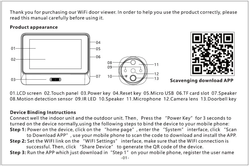 Wi Fi Smart Digital 5,0 "дверной звонок с ЖК-дисплеем глазок ИК камера MIC долгое время ожидания