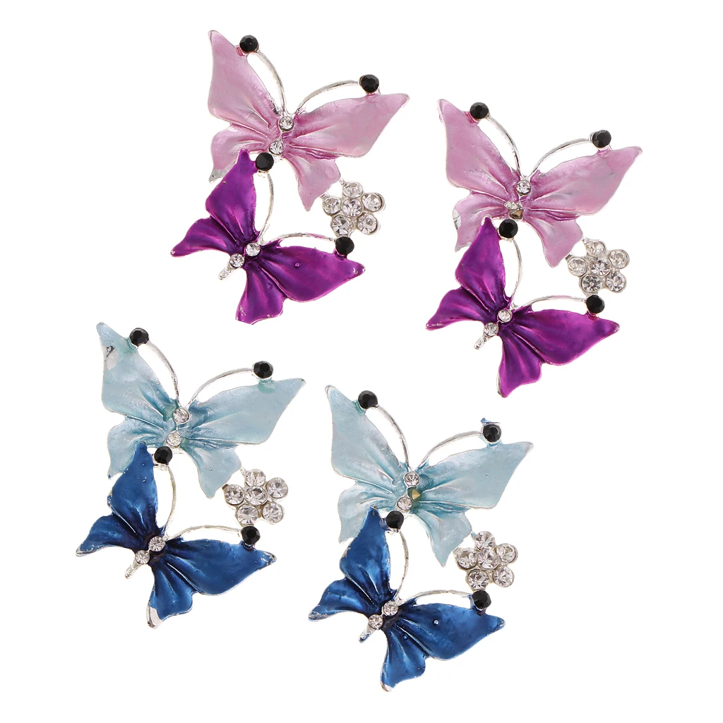 2Pcs Colorful Butterfly Rhinestone Flatbacks Crystal Flat Back Cabochon Buttons Scrapbooking Slime Charm DIY Embellishment Craft