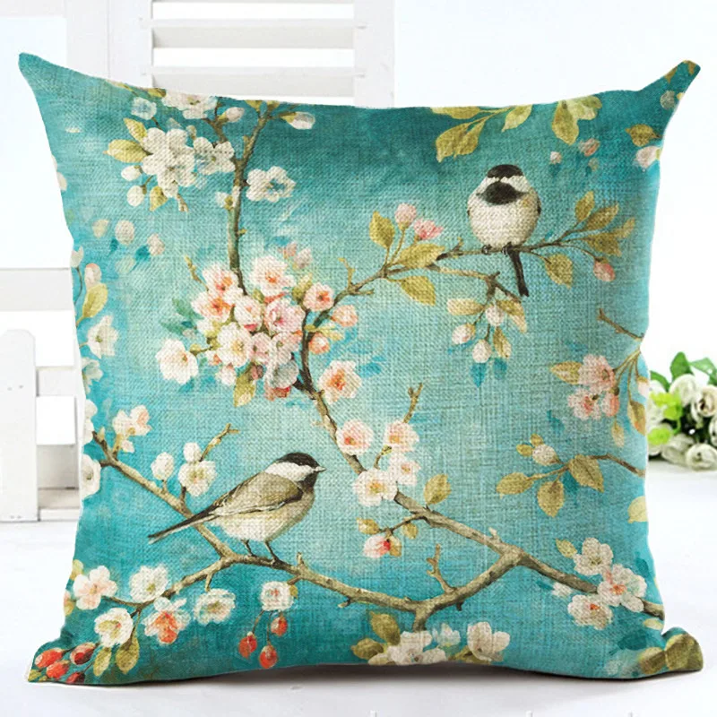 حار بيع خمر زهرة الفراشة مكتب الوسائد ديكور المنزل أريكة وسادة وسادة القطن الكتان الأزهار cojines