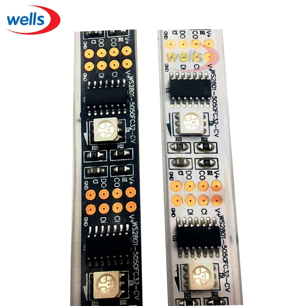 5 м WS2801 Raspberry Pi светодиодный контроллер 32 светодиодный s/M внешний 2801 ic Arduino разработка ambilight DC5V не водонепроницаемый 5050 smd