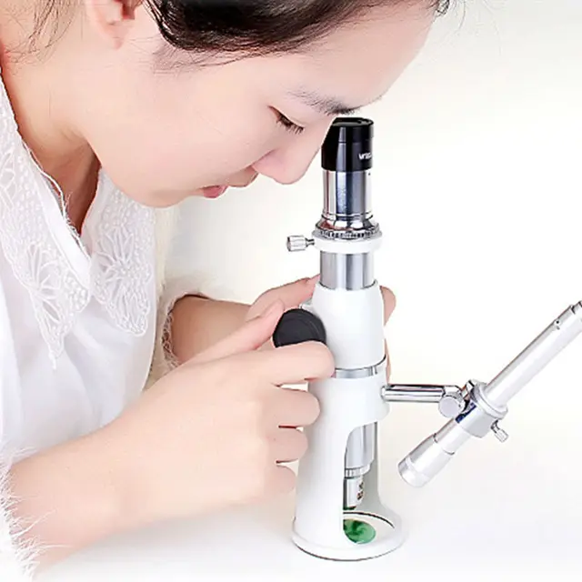 Portable 100x Mini Handheld Jewelry Microscope Handle Magnifier