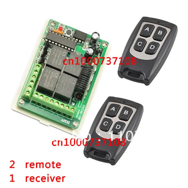 

RF Wireless Garage Door Remote Control 12V 4CH 2 Transmitter & 1Receiver 315mhz 433.92mhz RF TX RX With CE certificater