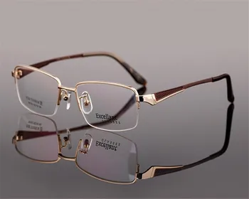 

EYELOOK Women Pure Titanium Fashion Business Half Rim Light Gold Silver Prescription Lens Optical Reading Eyeglasses ZM81333