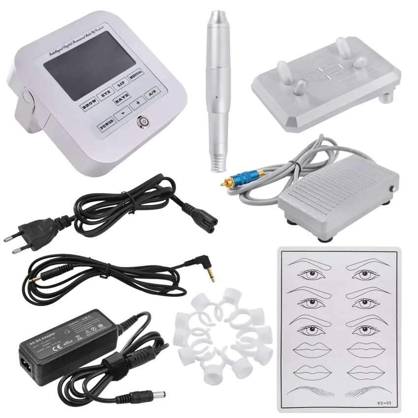 

Tattoo Machine Digital Intelligent Permanent Makeup Eyebrow Lip Machine Kit Swiss Motor Tattoo Gun Power Supply Tattoo Needles