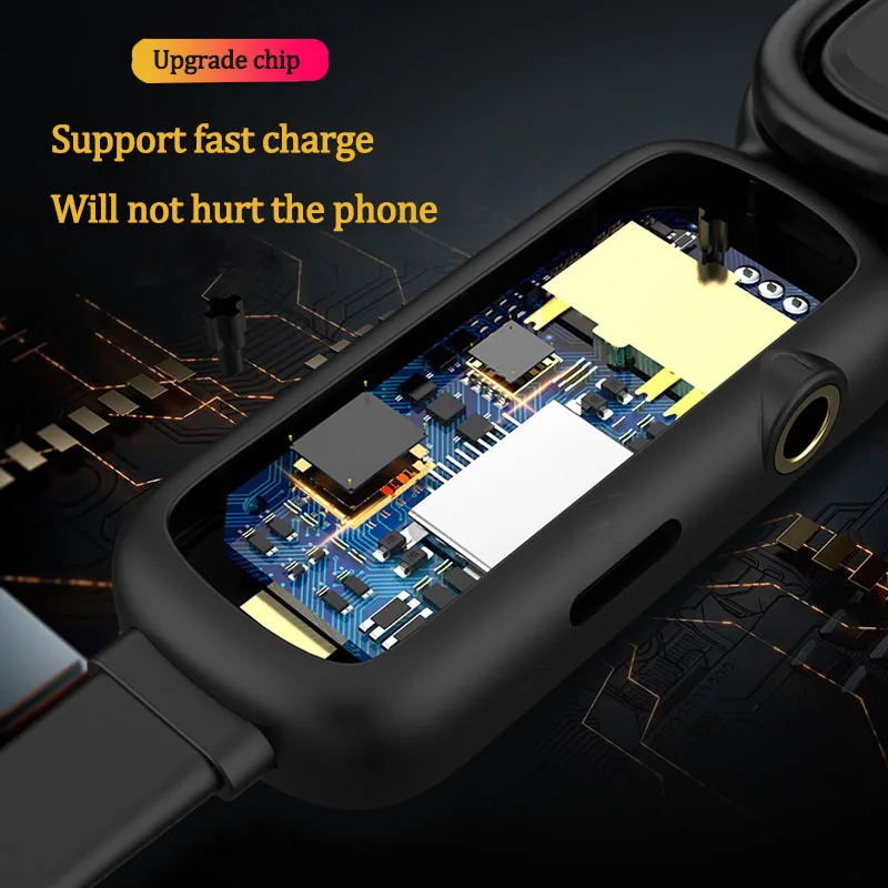2 in 1 Back Cable Mobile phone adapter fast charger for iphone lighting to 3 5mm jack headphones adapter with phone holder stand