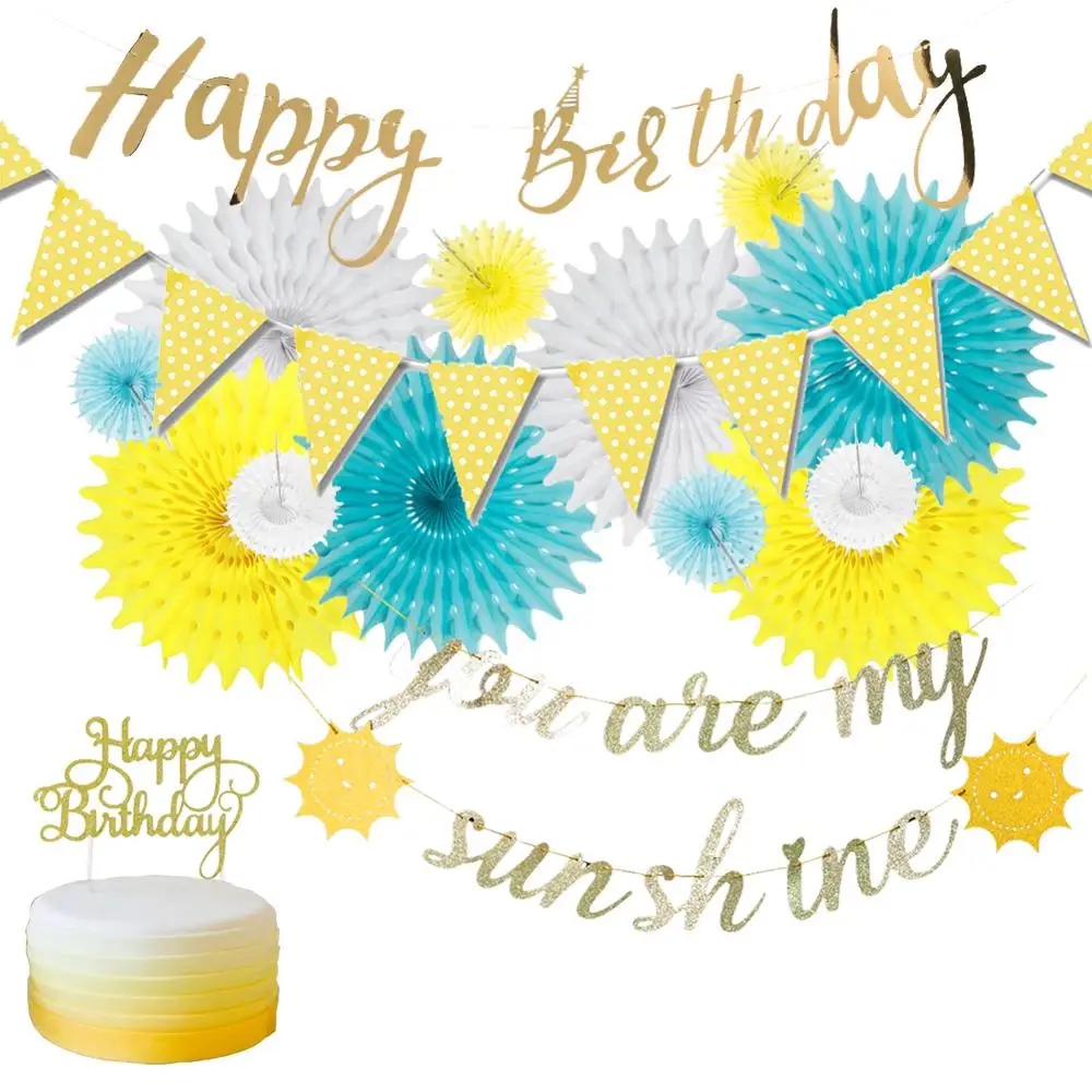 You are my sunshine украшение на день рождения набор С Днем Рождения Золотой блестящий
