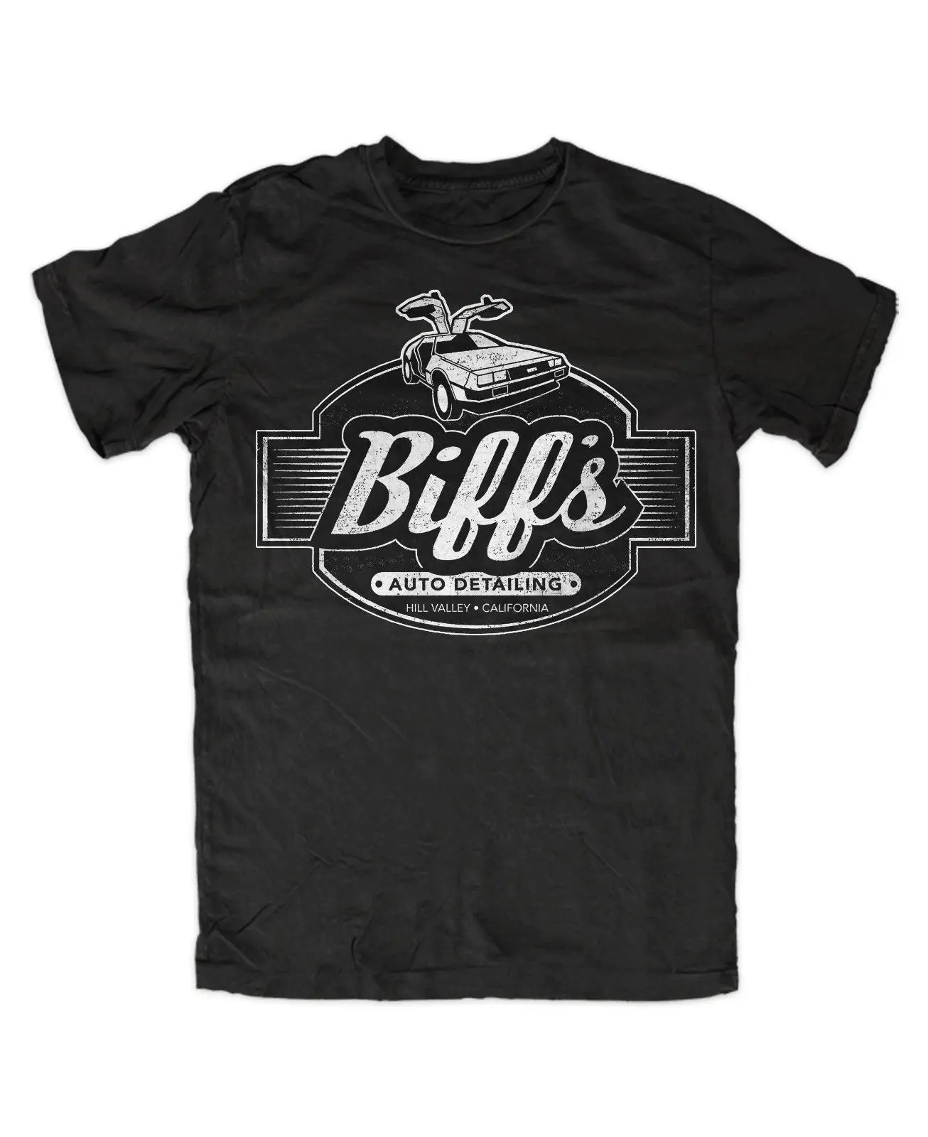 Biffs Garage T-Shirt DeLorean, Back To The Future, Mc Fly, Doc коричневый, Мужская модная футболка с круглым воротником