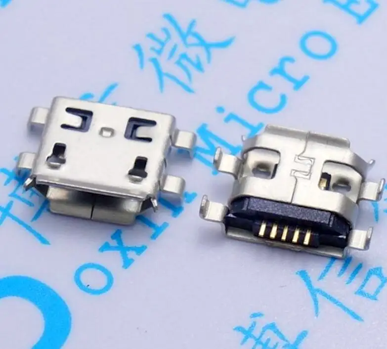 50 шт. разъем Micro USB 5pin тяжелая пластина 0 8 мм тип B с завитой боковой гнездовой для