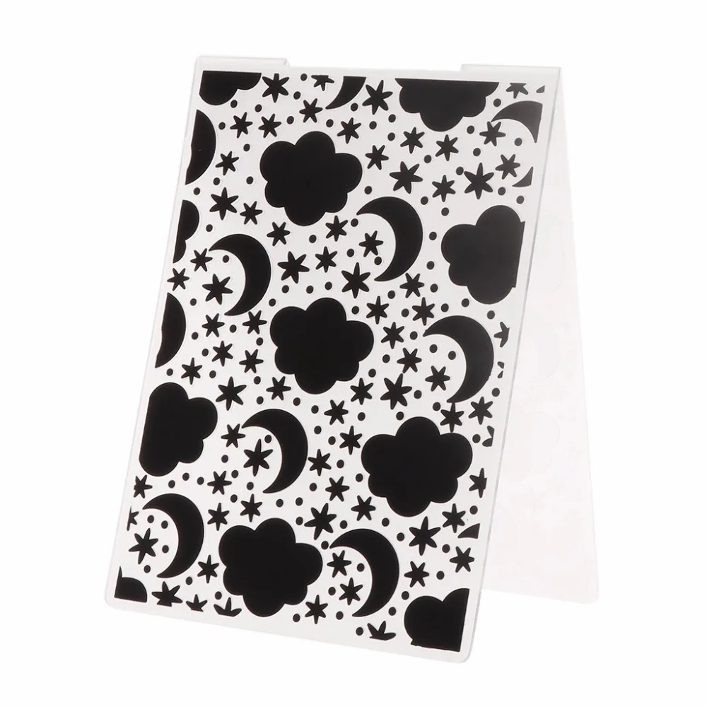 

Plastic Embossing Folder Template for DIY Scrapbook Photo Album Card Paper Craft Clouds Stars Moon