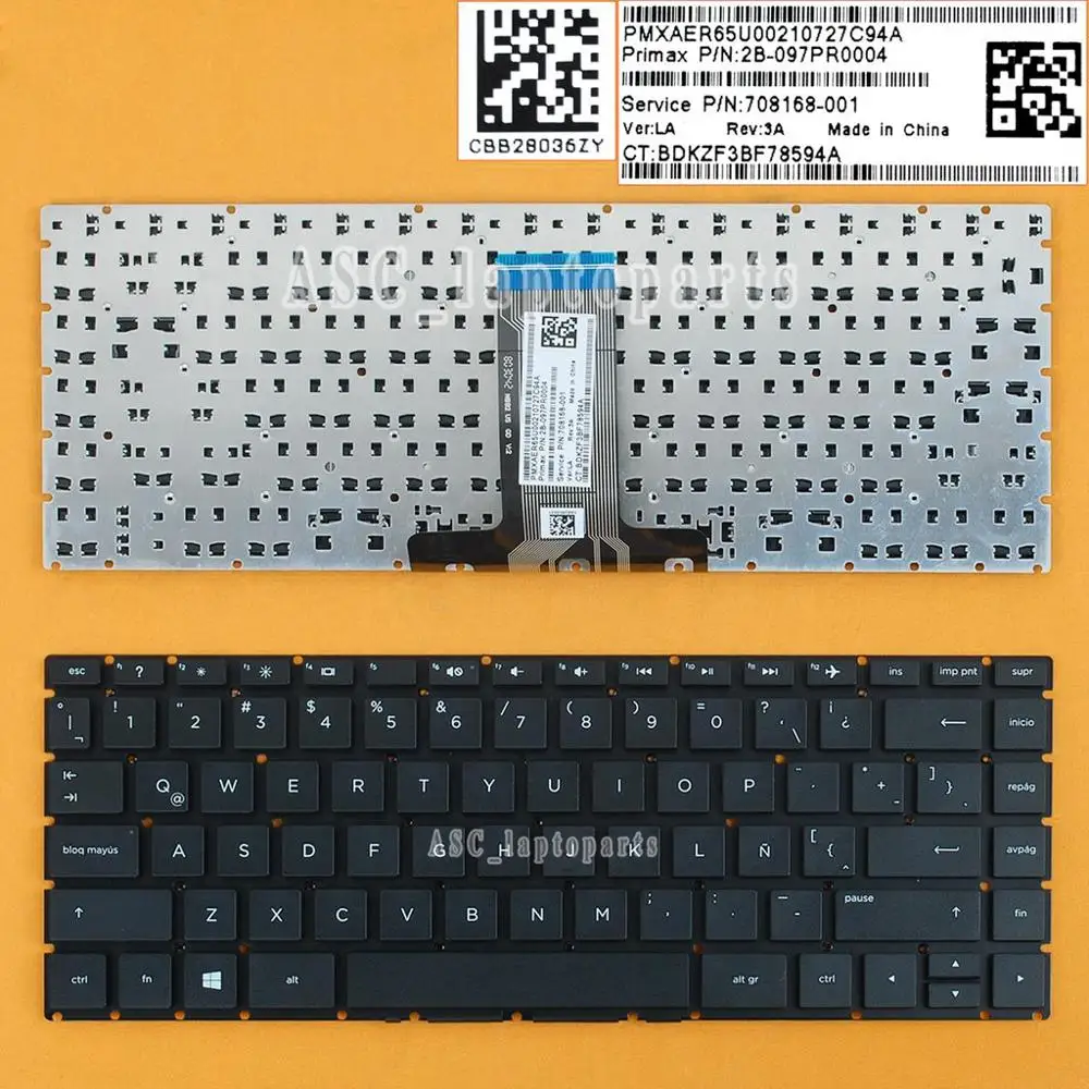 Латинской Испанский Teclado клавиатура для hp 14-bw002la 14-bw003la 14-bw004la ноутбука, черный, без рамки