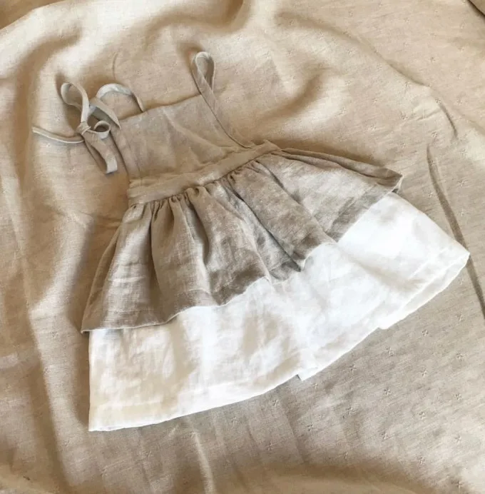 

2018 Ins European Summer Toddler Baby Girl Dress Linen Vintage Clothes
