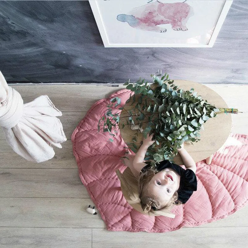 

Solid Leaf Children's Play Mat MG26 Handmade Cotton Blanket Baby's Bedroom Decor Free Shipping Crawling Rug Small Game Carpet