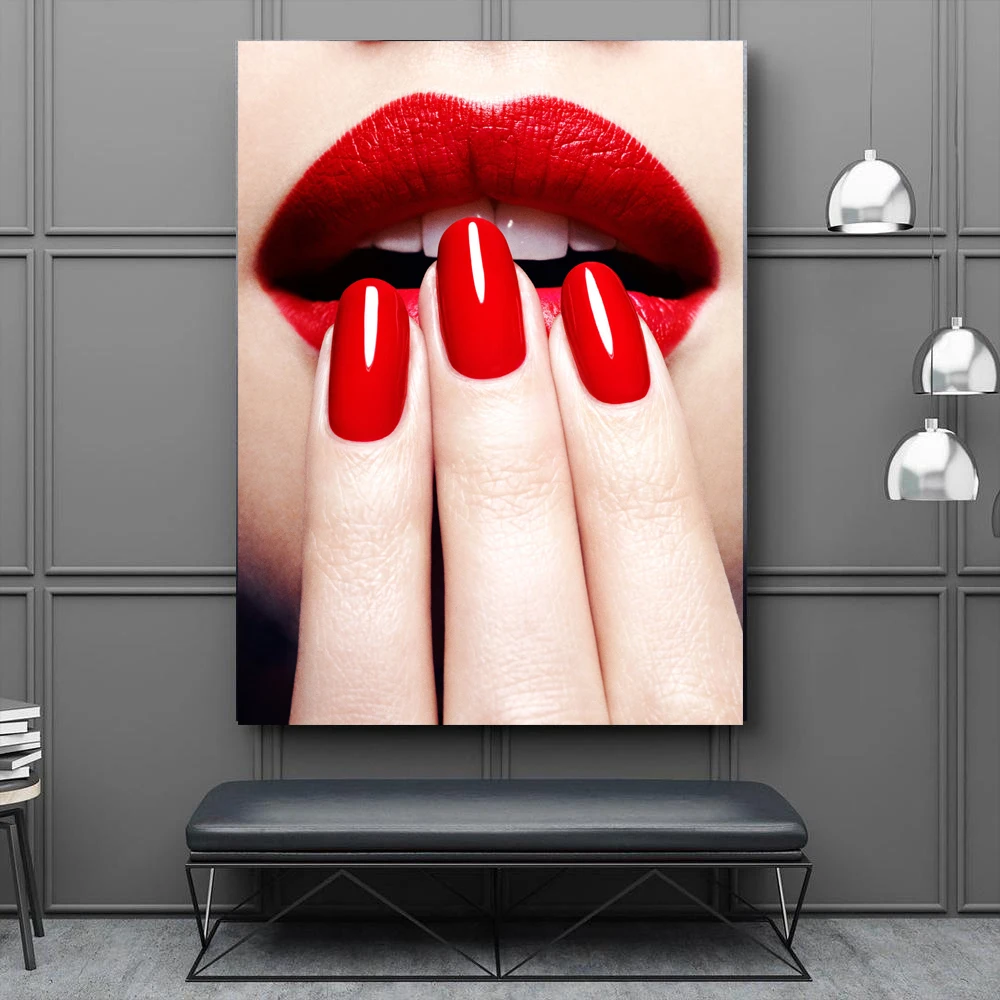 

Canvas Art Prints Posters Portrait Red Lips Pictures Wall Art Painting Home Decoration For Living Room Bathroom