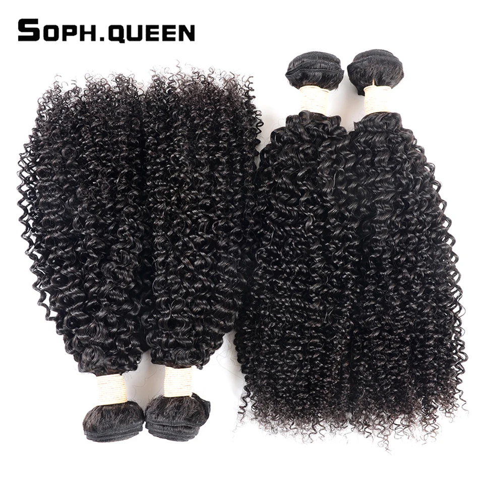 Соф queen hair Малайзии странный вьющихся волос, плетение Связки 100% Remy человеческих волос можно купить с закрытием естественный Цвет волос