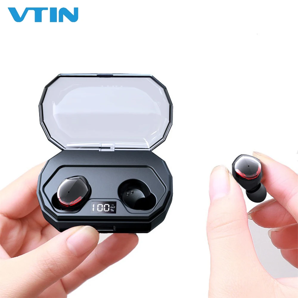 

VTIN TWS Bluetooth 5.0 Headset Wireless Mini Power Digital Display Touch Control Earphones Automatic Noise Cancelling Earbud