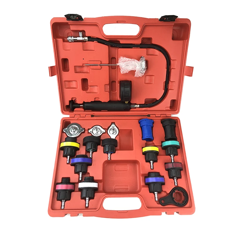 

18pcs Radiator Pressure Tester Tool Kit Cooling System Testing Tool Water Tank Leakage Detector Vacuum Vehicle Tool Kit