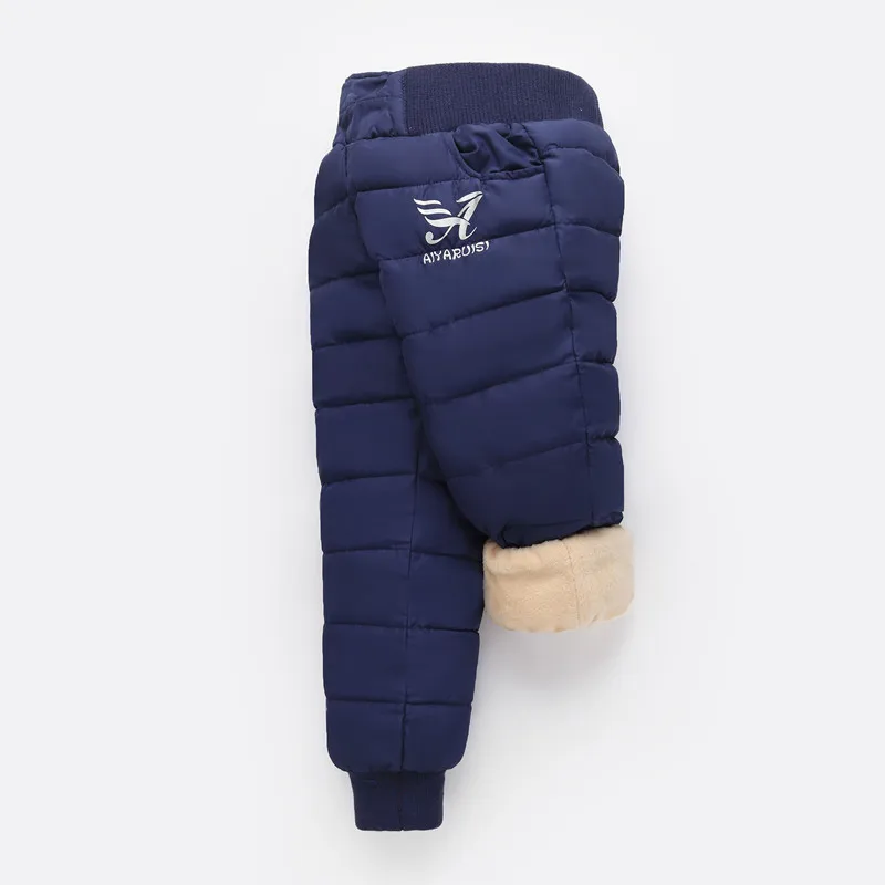 Штаны для мальчиков на осень и зиму, теплые детские штаны, теплые плотные штаны для девочек, хлопковые ветрозащитные водонепроницаемые штаны - Цвет: Navy Blue