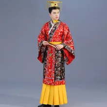 Новые 3 Цвет взрослый костюм Китайский Hanfu платье мужские император король сценические костюмы костюм Танг Детский костюм халат+ головной убор, комплект детской одежды