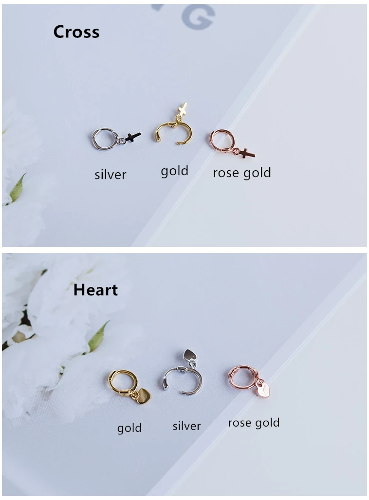 925 sterling silver earring simple cross star heart-shaped ball small zircon ear bone ear buckle fashion wild girl ear jewelry 5
