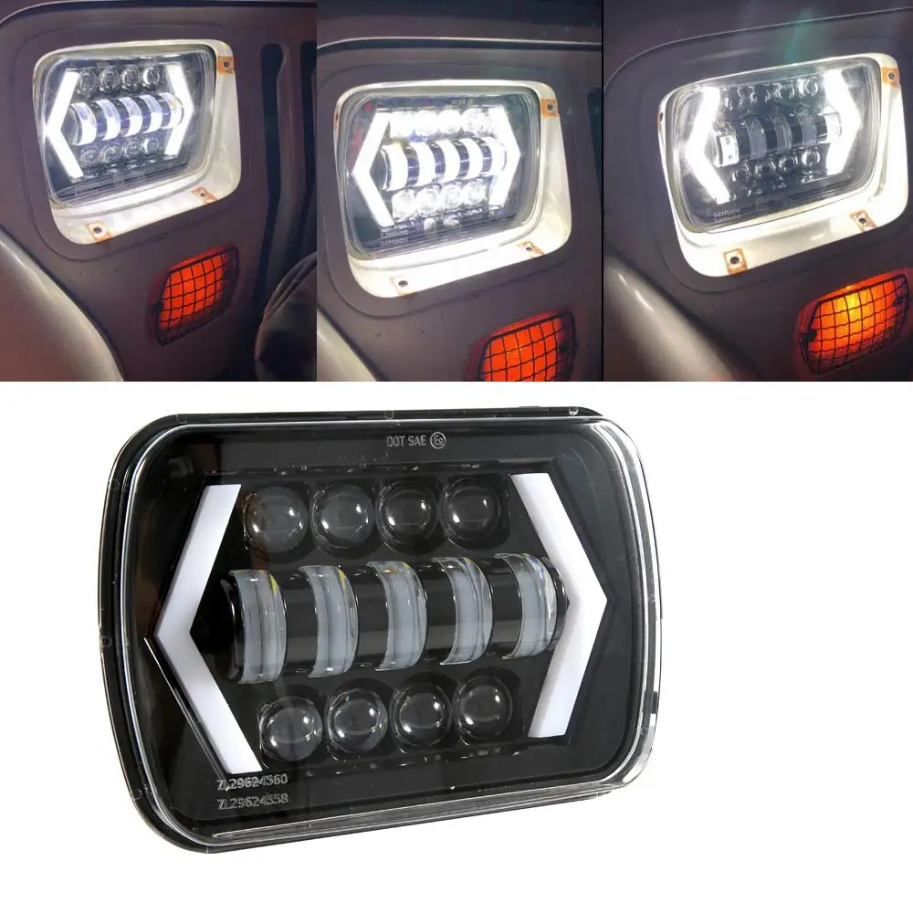 

1 Piece 5x7 7x6 Inch Angel Eyes DRL H4 LED Square Headlights For Jeep Wrangler YJ Cherokee XJ Comanche MJ Led Rectangle Headlamp