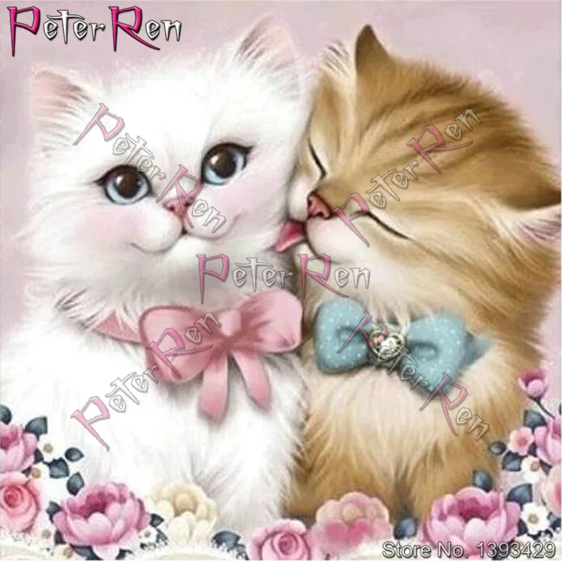 

Peter ren Diamond Painting Animal kitten crystal Mosaic Pasted Full Paintings Diamond Embroidery Cat Craft Rhinestone Needlework