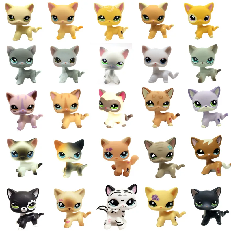 LPS Pet Shop Toys Cute Short Hair Cat Classic Rare Full Set Of Pet Cat Cosplay Action Model Figure Children Christmas Gift Girl