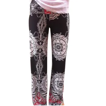 

Droppshiping Women Summer Thin Pants Wide Leg Trousers Loose Casual Flower Printed Long Pants dg88
