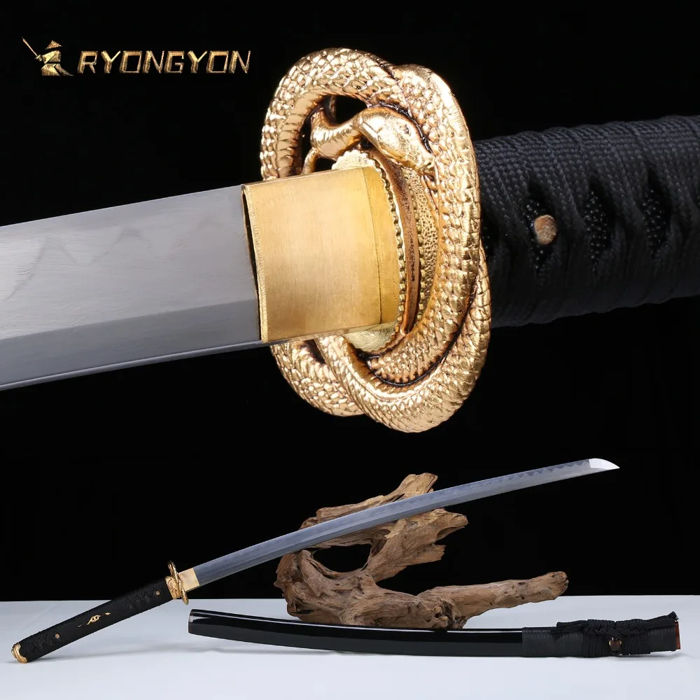 

Handmade Katana Real Sword Sharp Samurai Sword Japan Ninja Sword Damascus Steel Full Tang Clay Tempered Hand Lapping Blade 702
