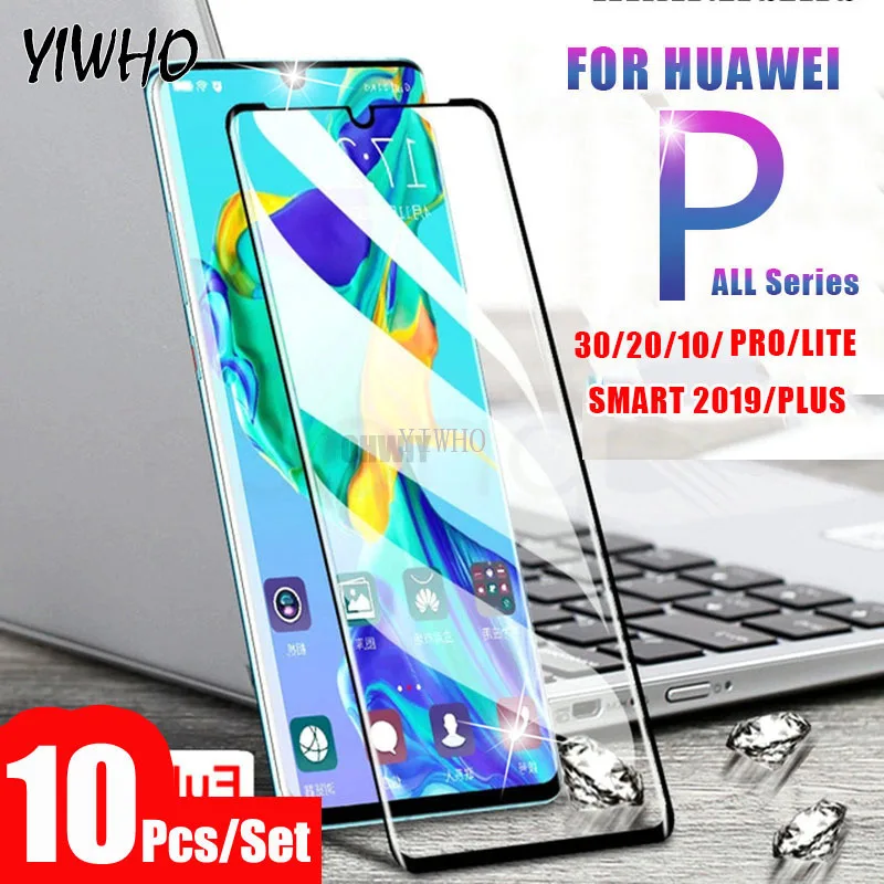 

10 PCS Full Cover Protective Glass for Huawei P30 Pro P SMART 2019 PLUS P20 Lite P10 Tempered Glas Screen Protector Huawey Light