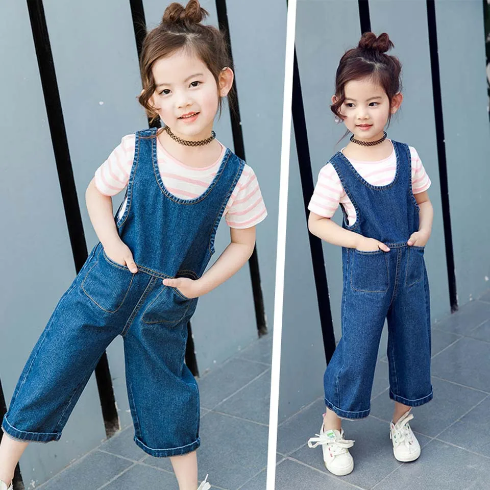 

2018 Spring Autumn Loose Fashion Kids Infant Overalls Bib Girl Jeans Overalls Children's Jeans Baby Clothes Pants Free Shipping