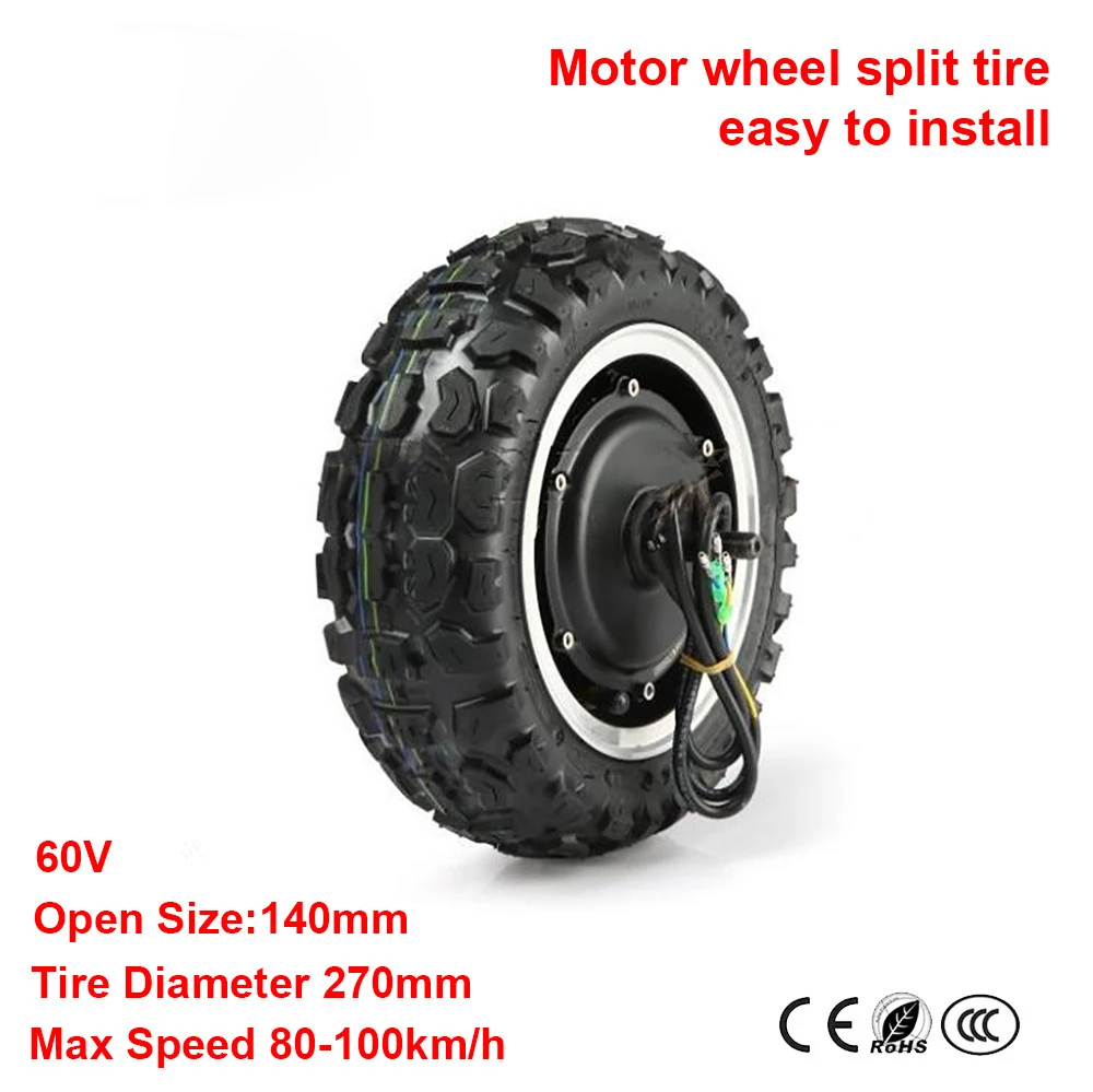 Electric Bicycle Motor bicicleta electrica 60V 11 inch 270mm Tire Electric Scooter Hub Motor Wheel Forward 100km/h HIgh speed