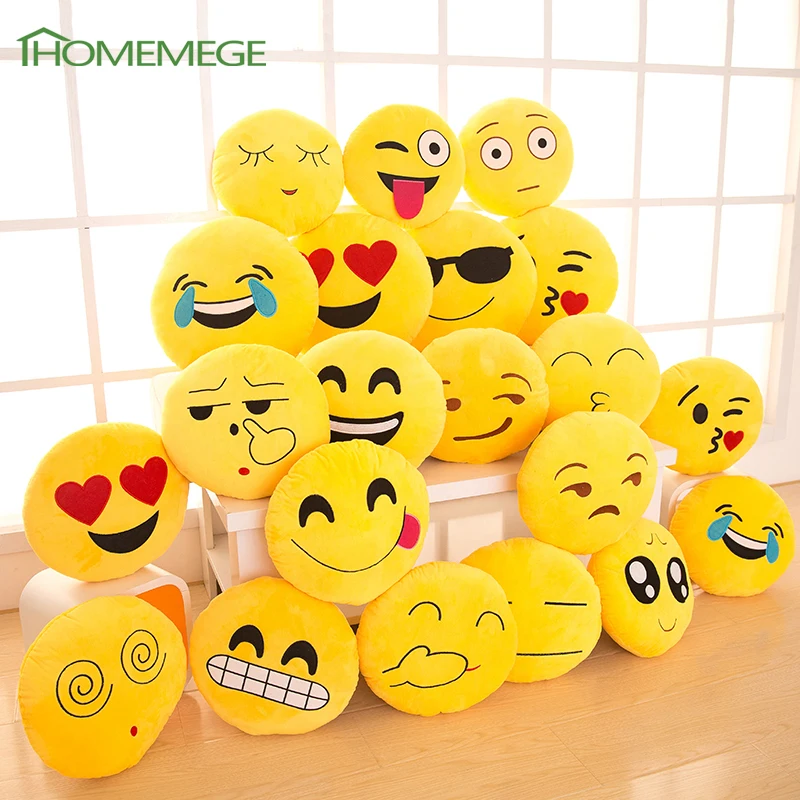 Emoji Pillow Funny Cute Smile Emoticon Pretty Round Cushion Pillow