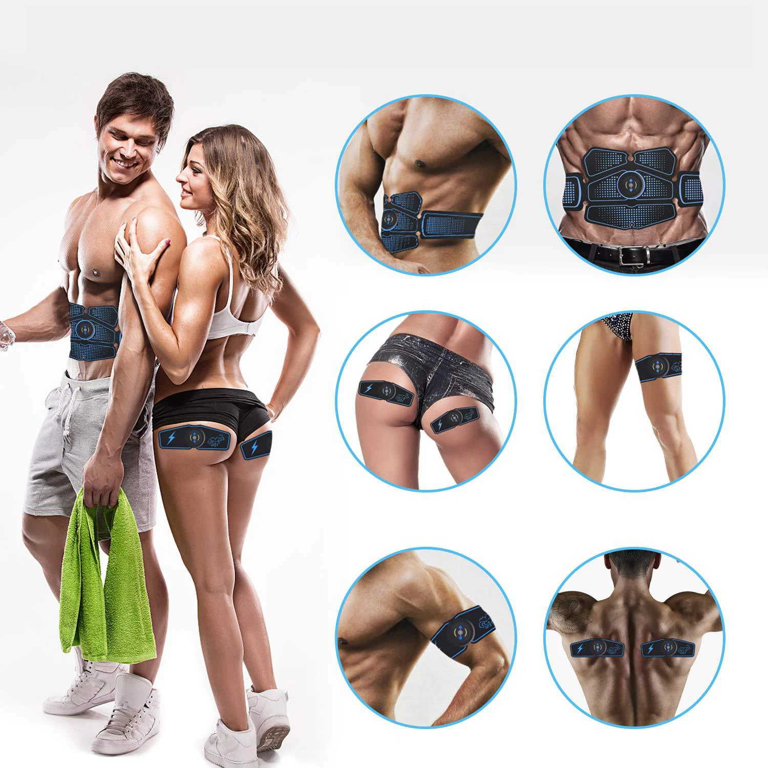 

EMS Wireless Muscle Stimulator Trainer Electric Weight Loss Stickers Body Slimming Belt Smart ABS Fitness Abdominal Training Set