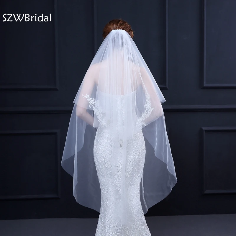 

New Arrival Ivory Bridal veil 2023 Two layer Wedding veils Velos de novia largos velo novia wedding accessories veu de noiva