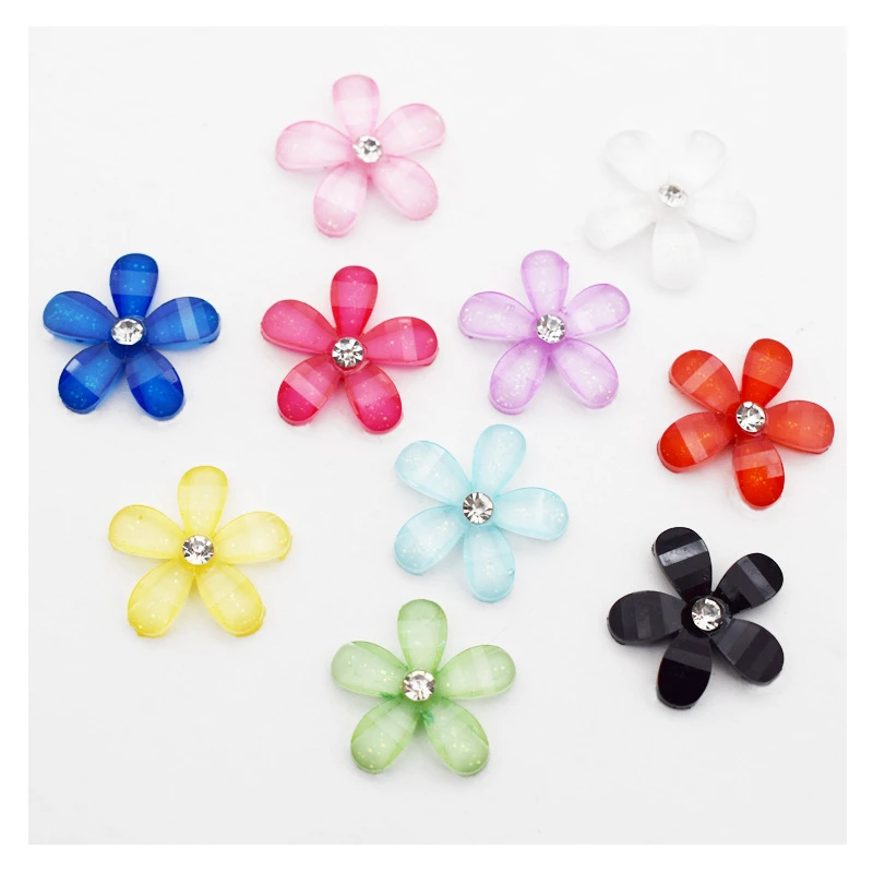 50PCS Mixed Colors Simulation Flat Back Resin Flower Cabochon Children's DIY Jewelry New Planar Accessories Craft Supplies | Дом и сад