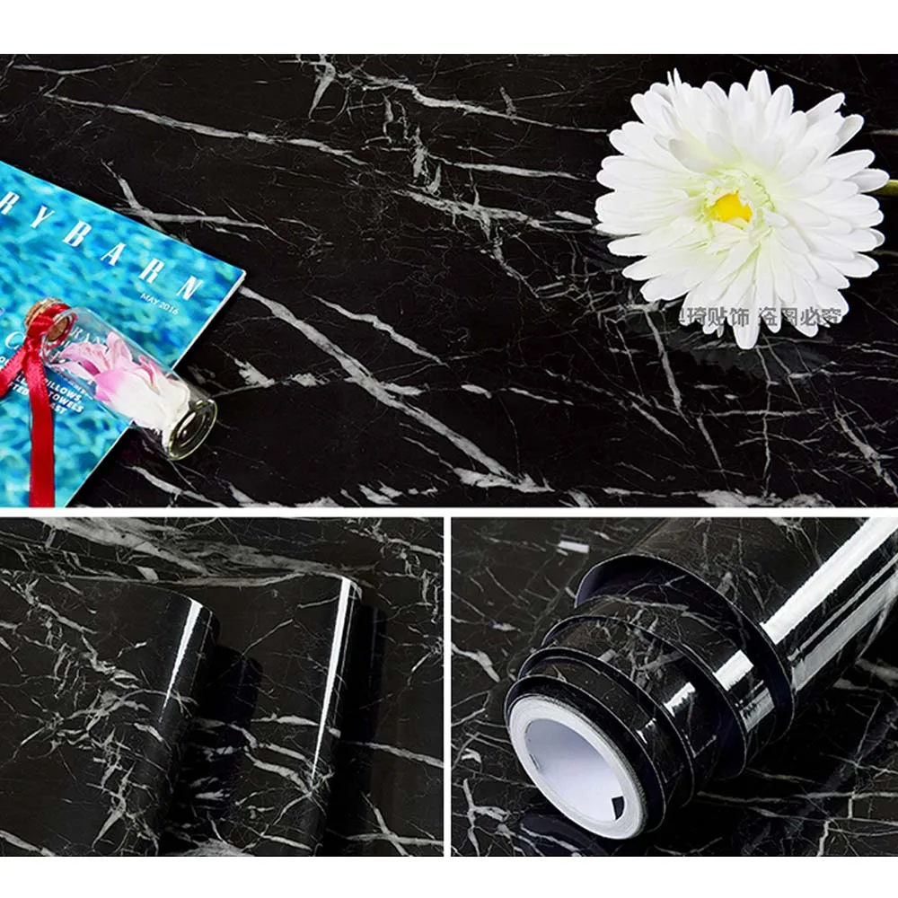 Modern Marble Waterproof Vinyl Self adhesive Wallpaper Modern Contact Paper Kitchen Cupboard Shelf Drawer Liner Wall Stickers