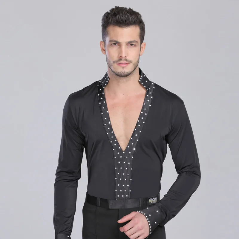 2015 New Arrival Man Ballroom Dance Tops Long Sleeve Latin Shirts Men