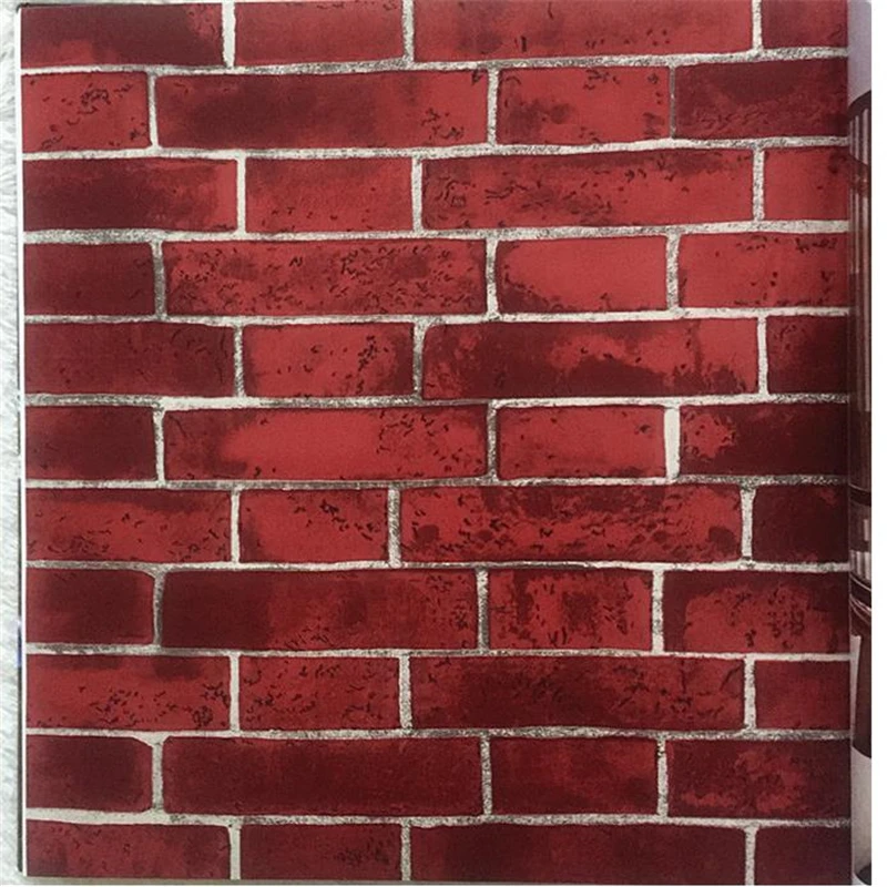 

beibehang Red and yellow lime brick brick wall wallpaper foot bath city snack shop Chinese classical wallpaper
