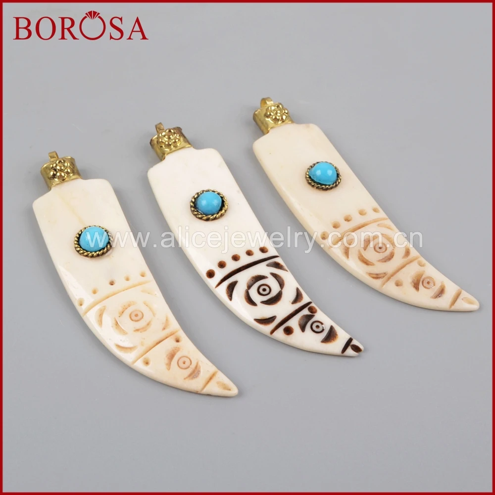 Borosa золотистого цвета белая кость с естественный голубой Хаулит Камень