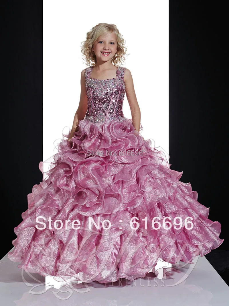 Wholesale Princess Lavender Ball Gown Flower Girl DressTiffany Long Length girls Pageant dresses
