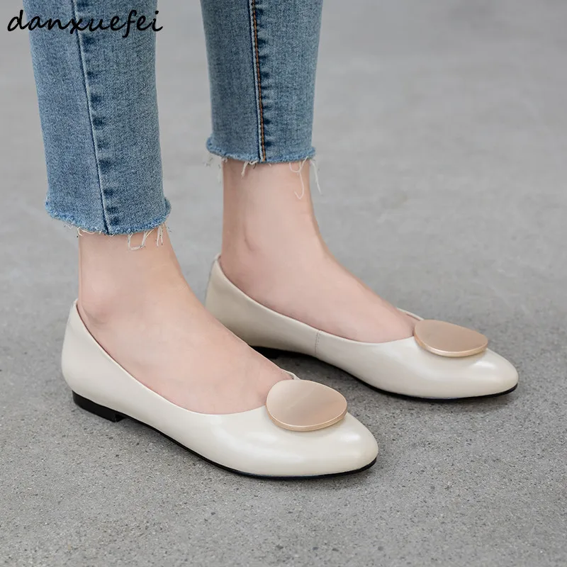 

3 Color women's genuine leather slip-on flats ballerinas leisure soft slipons comfortable female autumn ballet flats casual shoe