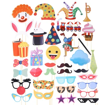 

35pcs Carnival Circus Photo Booth Props Circus Birthday Party Supplies Carnival Bachelorette Party Decorations Photobooth Props