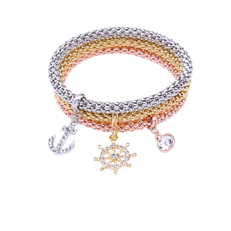 

2018 new hook shape female bracelet rhinestone zinc alloy rose gold/silver color bouncy pulseira bracelets for women MDJB246