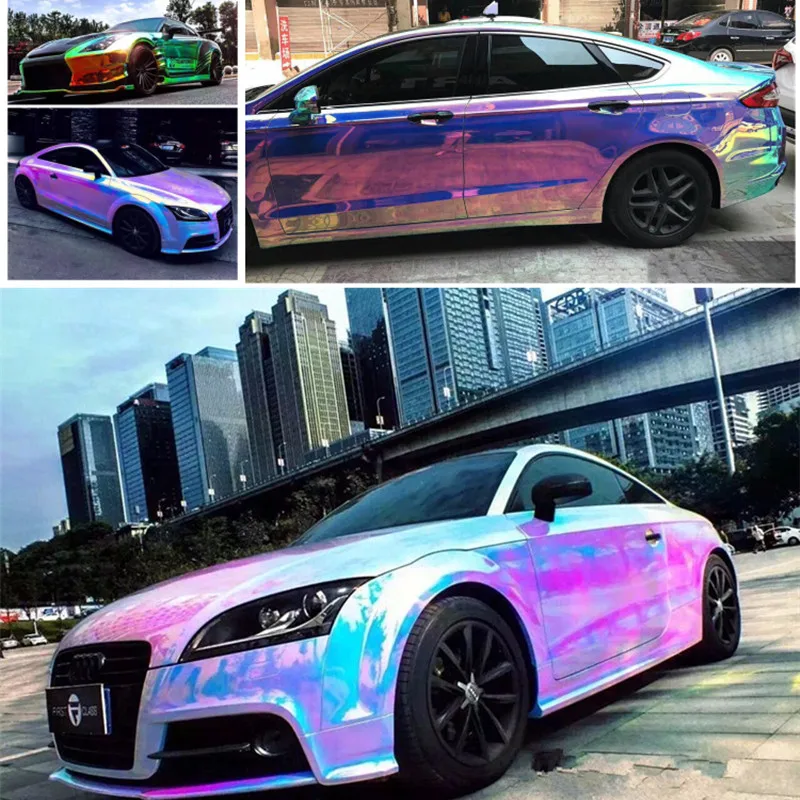 

Rainbow Foil For Car Wrap Vinyl Holographic Film self adhesive foil with air free bubble wholesale price