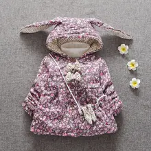 Haute Qualité Printemps Bébé Filles Vêtements Parkas À Capuchon Floral Coton Vestes Manteau Survêtement Neige Usure Casaco + sac