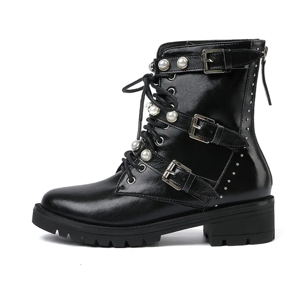 De Décontracté Pour Femme Perle Bottines Perfetto Chaussures En Martin Boucle Prova Design Noir Bottes Brand Véritable Cuir 0kXnwN8OP