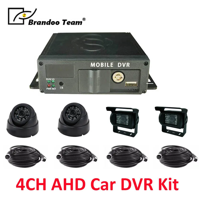 4 канальная Автомобильная dvr система AHD Аудио Видео рекордер + 2 шт. внутренняя