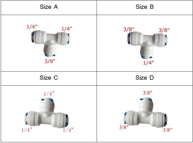 1/" 3/8" OD равный или уменьшающий соединение тройник соединитель быстрое соединение RO система обратного осмоса аквариума фитинг